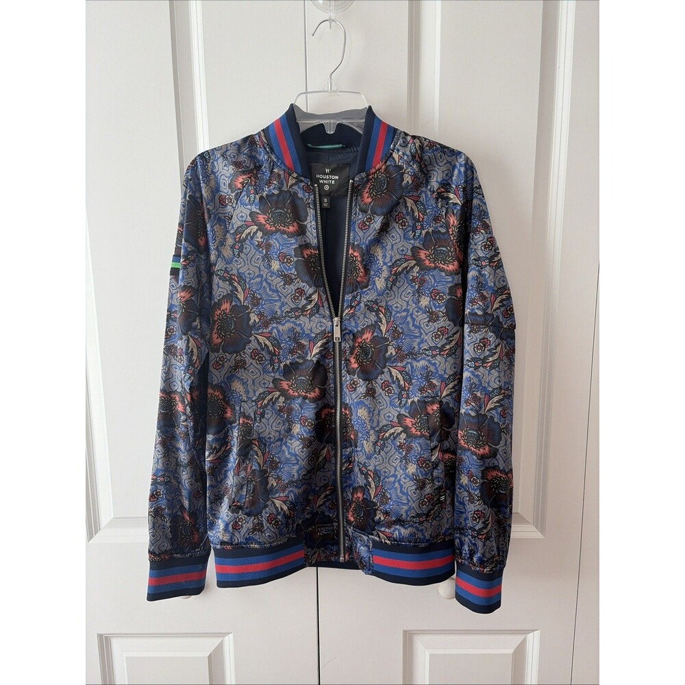 Houston White Floral Patterned Men's Bomber Jacket Size Small